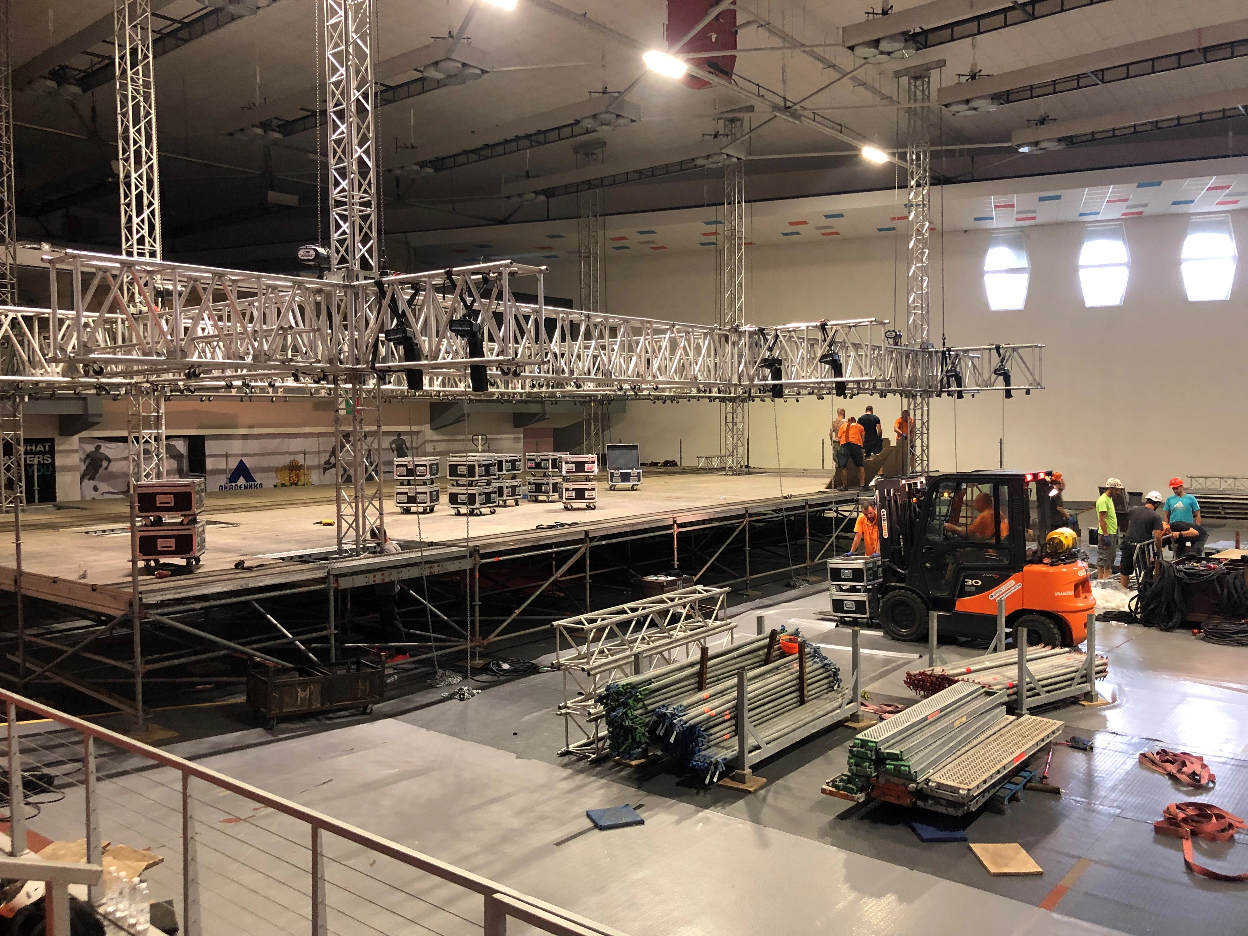 Stage and podium for a Slayer concert